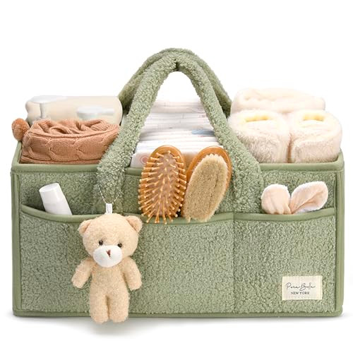 PeraBella Diaper Caddy Organizer for Changing Table, Storage Basket for Wipes, Gift for Baby Shower, Car Organizer, Nursery Organizer, Portable Stora