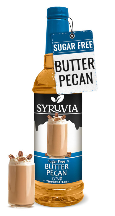 Syruvia Sugar Free Coffee Syrup, Butter Pecan Flavored Syrup for Drinks, Lattes, and Desserts  25.4 fl oz