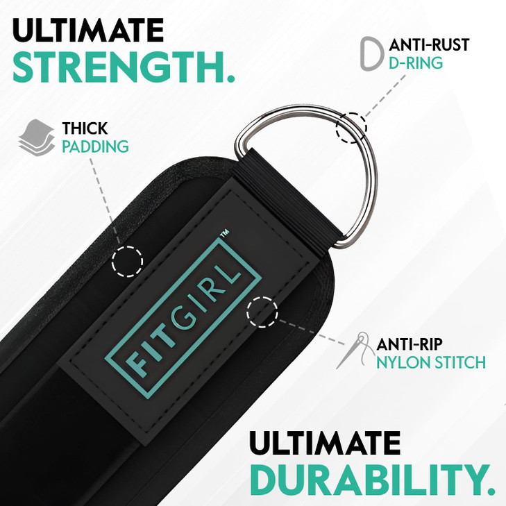 FITGIRL Ankle Strap for Cable Exercise Machines, Work Out Cuff Attachment for Home & Gym, Glute Workouts - Kickbacks, Leg Extensions, Hip Abductors,