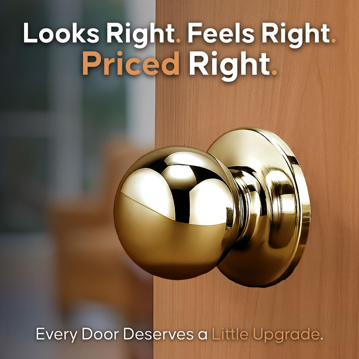 Copper Creek Passage Interior Door Knob  ANSI Grade-3 Certified, Modern Heavy Duty Handle, Easy Install and Reversible for Bedroom, Bathroom & Close
