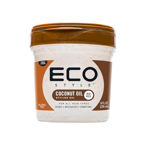 Eco Style Coconut Oil Styling Gel - Adds Luster and Moisturizes Hair - Weightless Styling and Superior Hold - Prevents Breakage and Split Ends - Prom