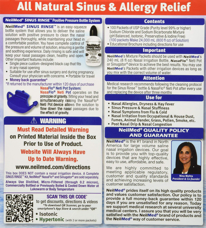 NeilMed Sinus Rinse 100 Premixed Packets