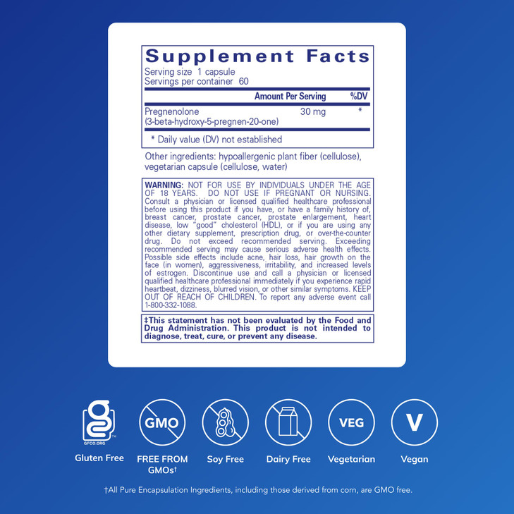 Pure Encapsulations Pregnenolone - 30 mg - Hormone Support