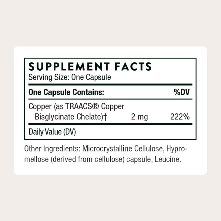 THORNE - Copper Bisglycinate - Well-Absorbed Trace Mineral Supplement