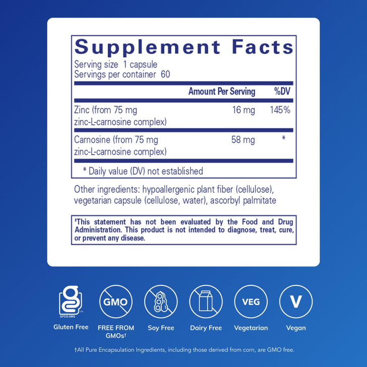 Pure Encapsulations Peptic-Care - Zinc-L-Carnosine