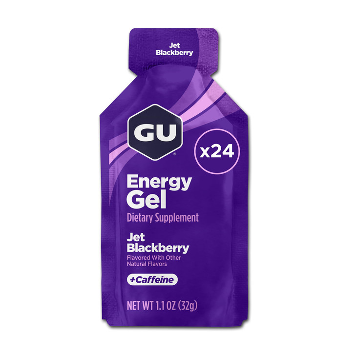 GU Energy Original Sports Nutrition Energy Gel, Jet Blackberry, 24 Count Box