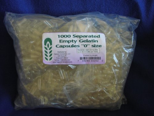 Capsule Connection Separated Empty Gelatin Capsules, "0" Size (1000)