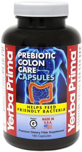 Yerba Prima Prebiotics Colon Care Fiber Caps, 180 Capsules