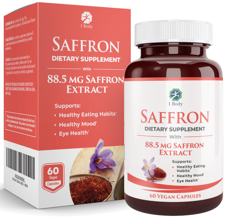 1 Body Saffron Extract Supplement, 88.5 mg Safranal, Antioxidant and Mood