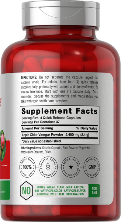 Horbäach Apple Cider Vinegar Capsules - 2400mg - 150 Count