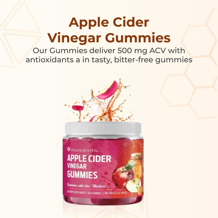 Youngevity Apple Cider Vinegar Gummies 500mg w/Raw ACV from The Mother, Detox
