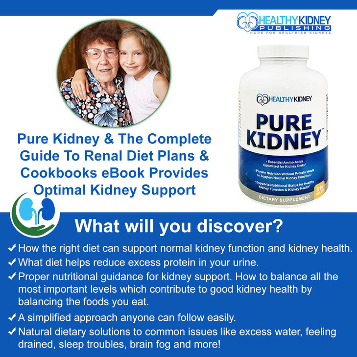 Pure Kidney Health Supplement and Renal Diet Cookbook for Rejuvenation, Low