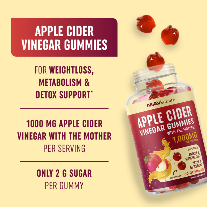 Organic Apple Cider Vinegar Gummies for Digestion, Detox & Healthy Immune
