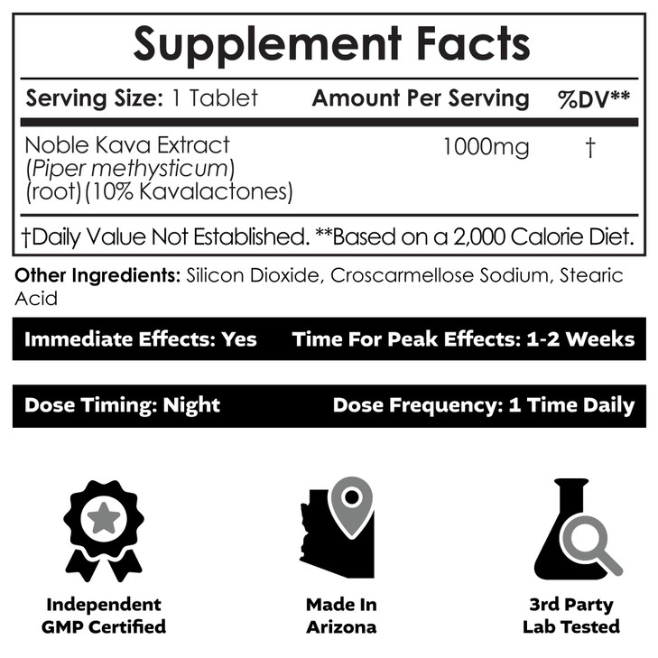 Nootropics Depot High Bioavailability Noble Kava Tablets - 30 Count