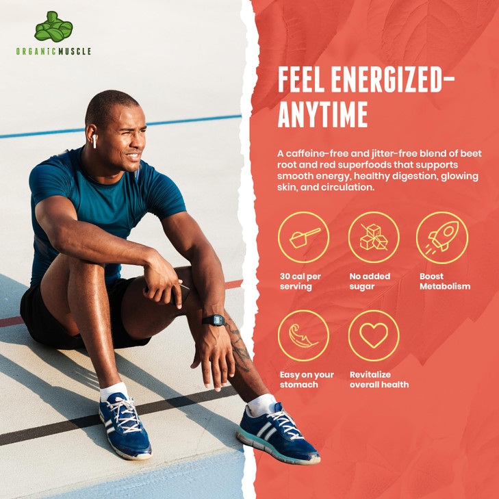 Organic Muscle Reds Powder - Caffeine-Free Energy & Heart Support