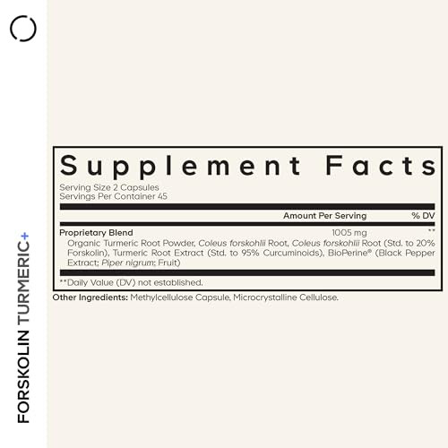 Codeage Forskolin, Pure Forskolin Coleus + Organic Turmeric Root Powder, 95%