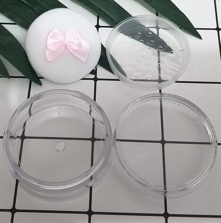5G Transparent Refillable Empty Loose Powder Box With Sifter and Puff - Foundation Makeup Case, Blusher, Finishing Powder Storage Holder - Cosmetic C