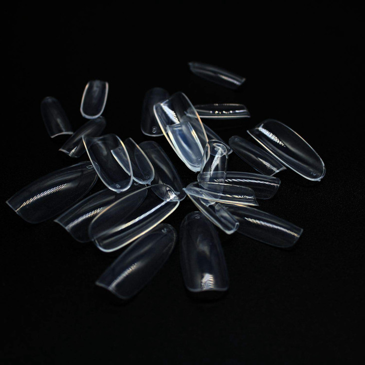 600 Pcs Full Cover Clear False Nails Oval Acrylic Home DIY Nail Art 10 Sizes