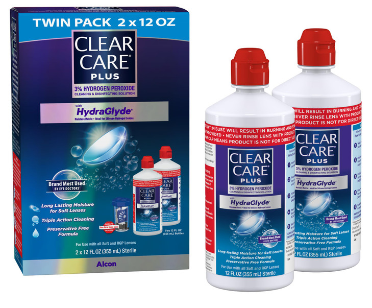 Clear Care Plus Cleaning Solution with Lens Case, Twin Pack, Multi, 12 Oz, Pack