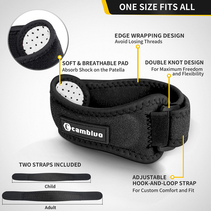 CAMBIVO Patella Tendon Knee Straps 2 Pack for Knee Pain Relief, Knee Brace