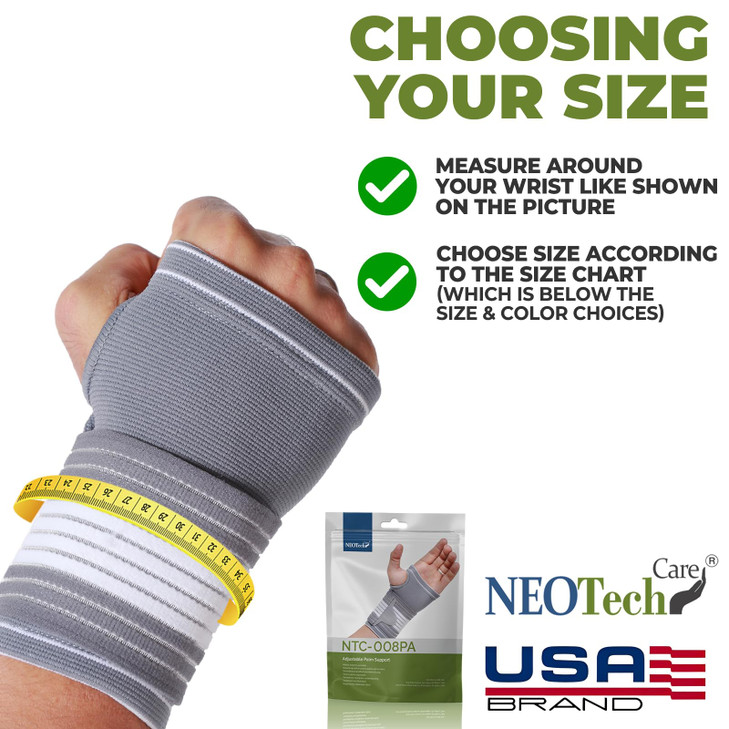 NeoTech Care Hand Palm Wrist Support (Gray, Size M, 1 Unit)
