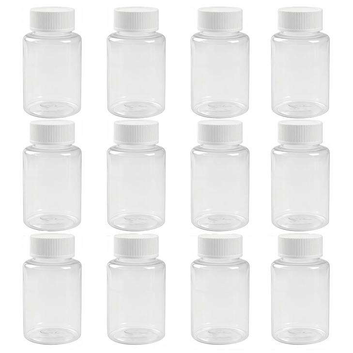 UPSTORE 12PCS Clear Empty Portable Thicken Plastic Bottles Case with White Screw