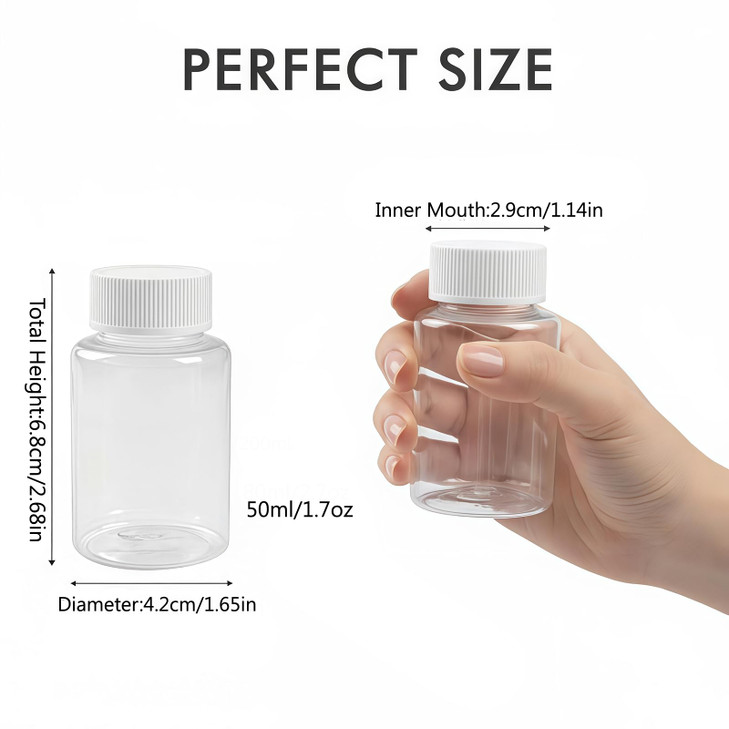 UPSTORE 12PCS Clear Empty Portable Thicken Plastic Bottles Case with White Screw