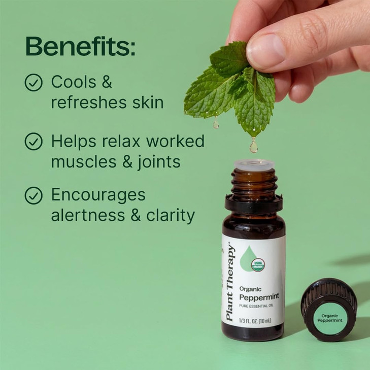 Plant Therapy Organic Peppermint Essential Oil 10 mL (1/3 oz), 100% Pure