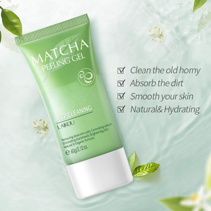 MIESCHER Matcha Facial Scrub Exfoliator Gel, Natural Exfoliating Cleanser, Moisturizing Body Face Scrub Deep Clean for Dry Skin, Blackheads, Acne Fac