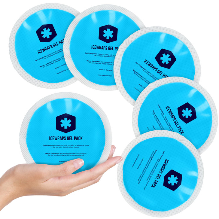 ICEWRAPS Reusable Round Ice Packs for Injuries, Hot & Cold Gel Therapy Packs