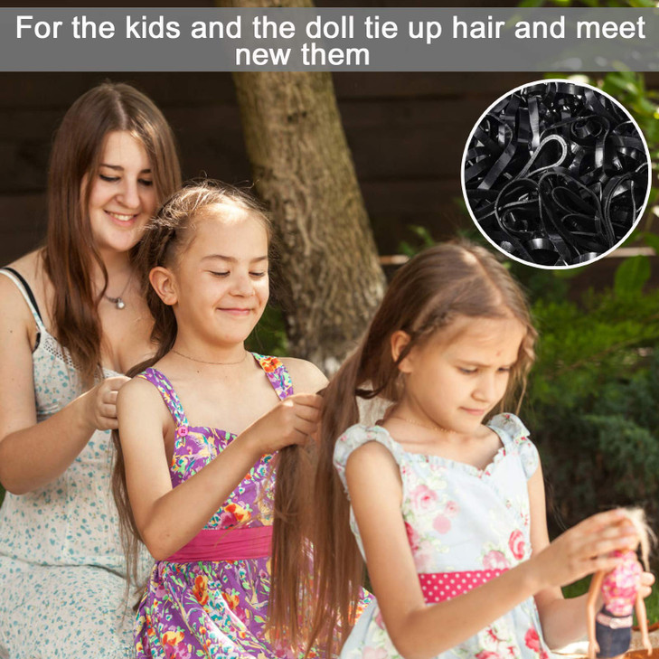 1500 Pcs Mini Rubber Bands, Elastic Hair Ties Small Tiny Black Rubber Bands Disposable Elastic Hair Holder for Baby Girls (Black)