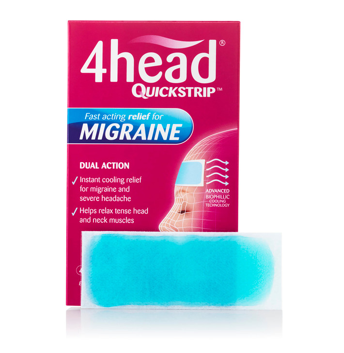 4Head Quickstrip Headache and Migraine Relief Strips - Pack of 4