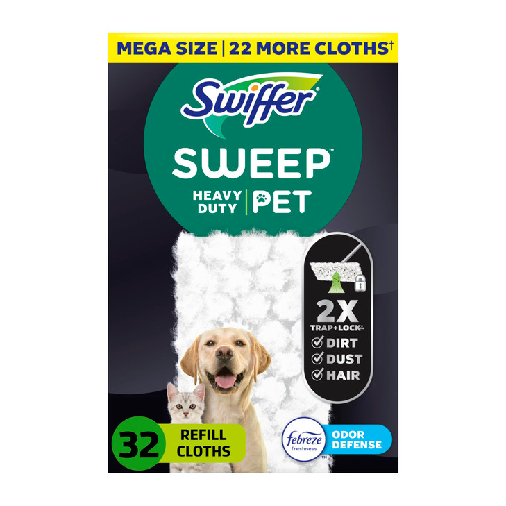 Sweep + Mop, Dry Pads Refill, Floor Cleaner for Dirt, Dust, Hair, Cleaning