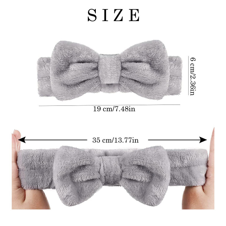 NYKKOLA 2 Pack Spa Headband,Bowknot Coral Fleece Elastic Headband With 2 Silicone Face Mask Brush,for Women Girls Washing Face Beauty Skincare And Sp