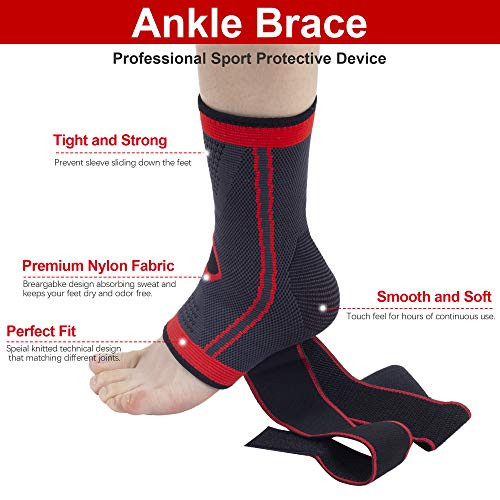 Ankle Support Set of 2 Compression Brace Support Adjustable Sleeve for Injury