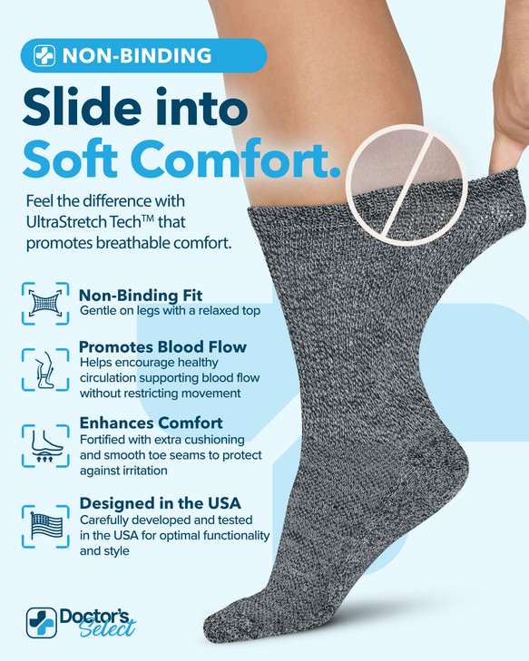 Doctor's Select Diabetic Socks for Men 9-12