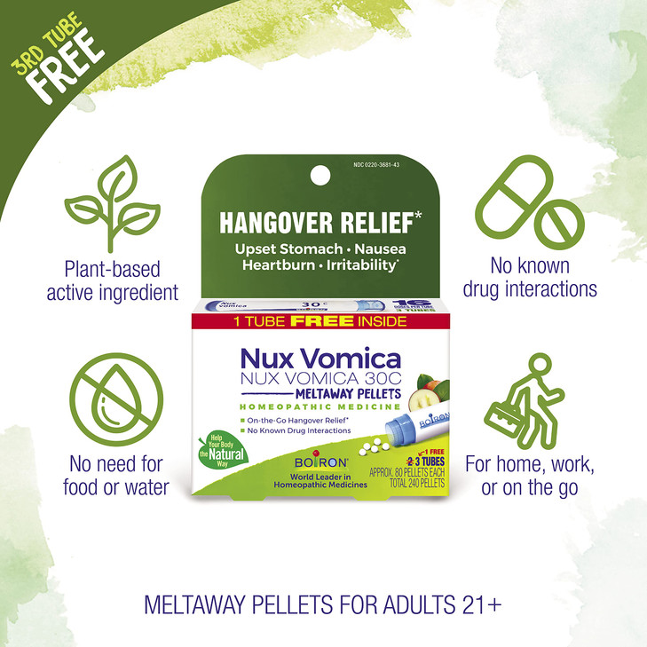 Boiron Nux Vomica 30C Homeopathic Medicine for Hangover Relief, Upset Stomach