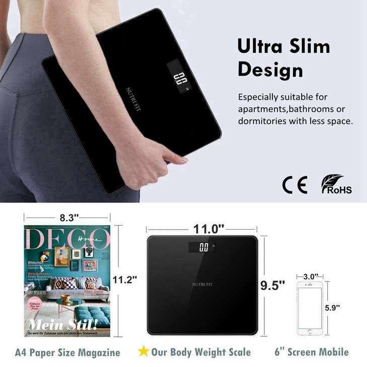 NUTRI FIT Digital Bathroom Scale for Body Weight, Bath Scale for Accurate Weight
