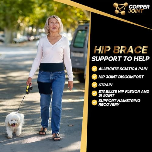 CopperJoint Hip Brace for Women & Men, Adjustable Hip and Thigh Compression