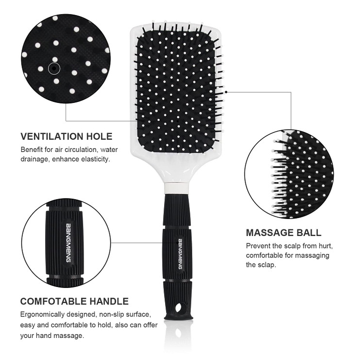 Hair Brush, Paddle Brush with Cushion Base, Daily Paddle Hair Brushes for Women Men Kids Long Short Thick Thin Straight Fine Hair
