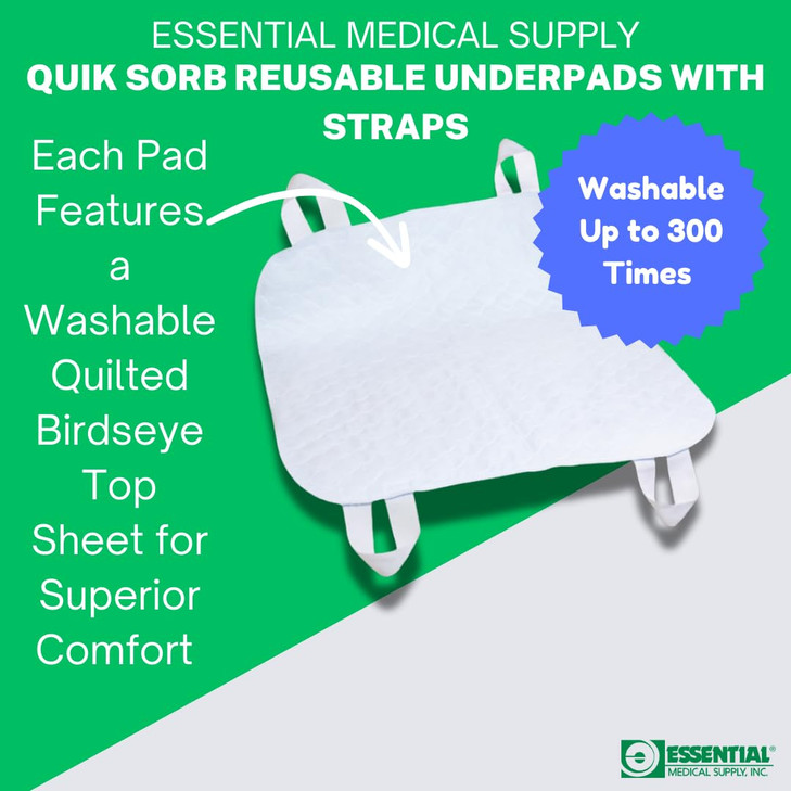 Essential Medical Supply Quik-Sorb 34" x 35" Quilted Reusable Underpad with 4