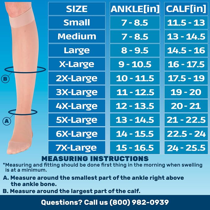 ABSOLUTE SUPPORT Made in USA Sheer Compression Socks for Women 15-20 mmHg
