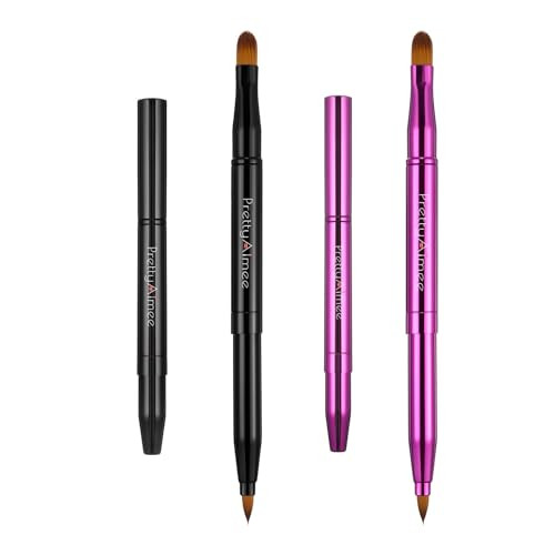 PrettyAimee Retractable Lip Brush Lip Liner Brushes Concealer Dual End Travel Retractable Lipstick Eyeshadow Foundation Makeup Brush Tool (Black)