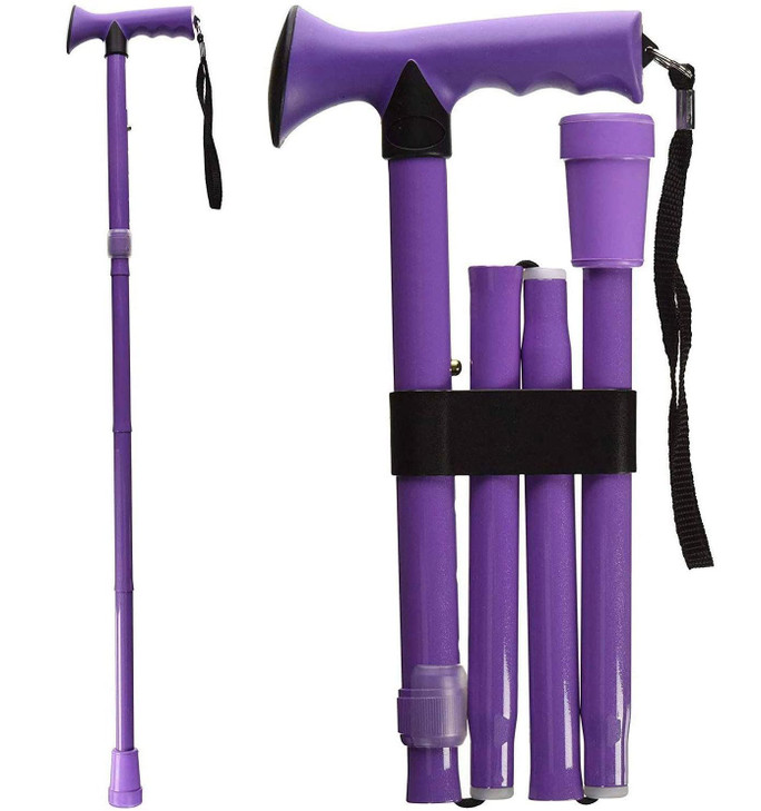 HealthSmart Folding Walking Stick, Soft Comfort Grip Collapsible Walking Stick