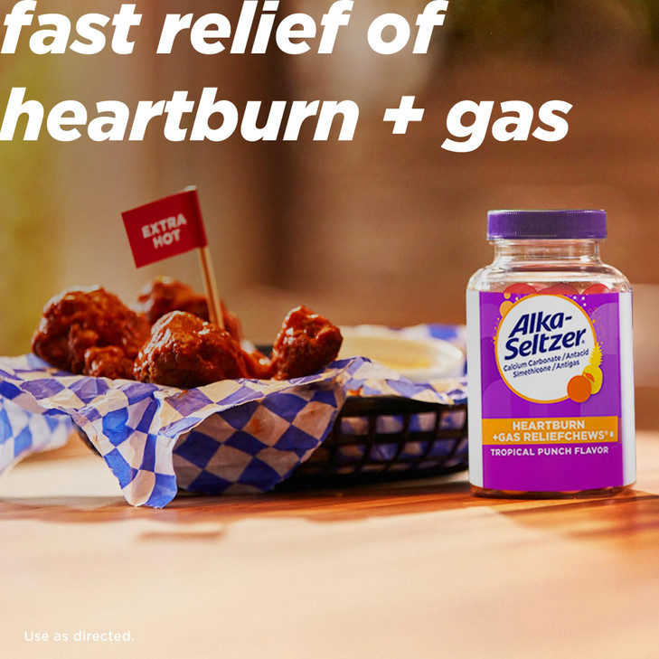 Alka-Seltzer Heartburn + Gas ReliefChews, Antacid + Antigas Chews for Fast
