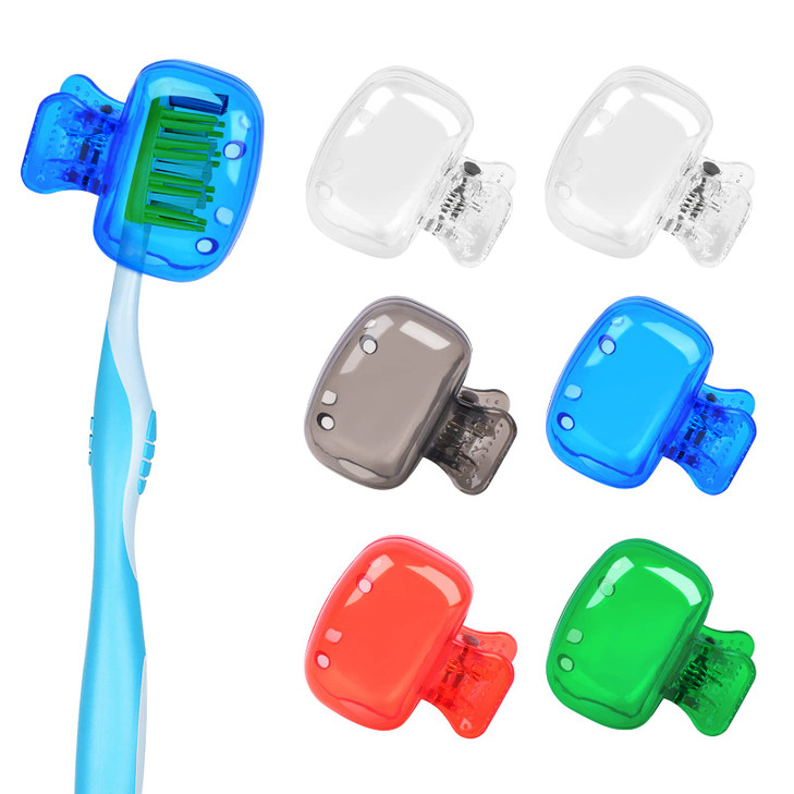 6 Pack Toothbrush Covers Portable Toothbrush Protector Coverings Clips Travel Protector Plastic Brush Pod Protection Clip Case Tooth Brush Covers Too