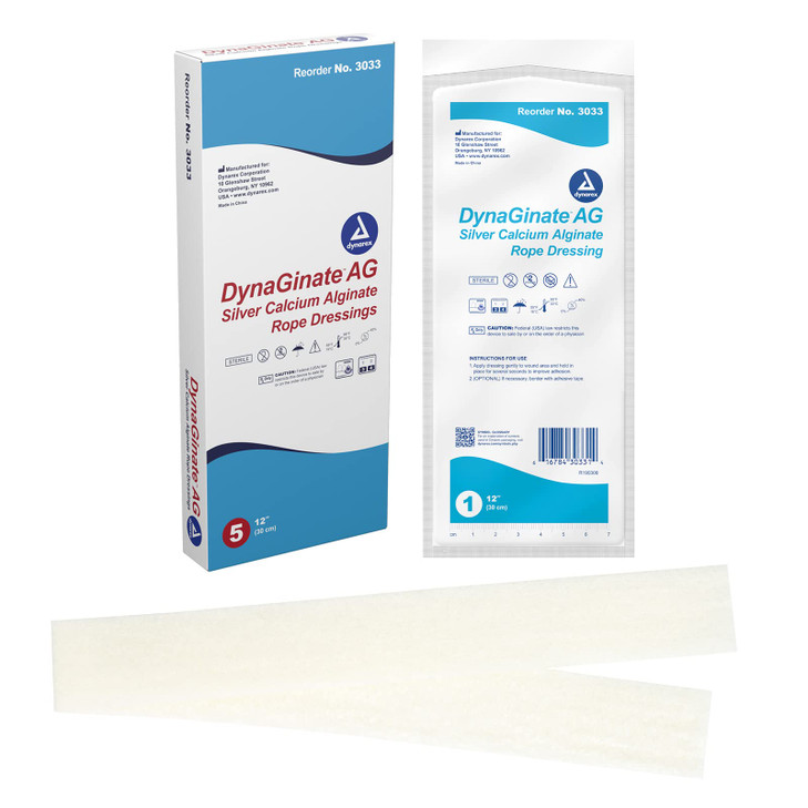 Dynarex Dürma+ DynaGinate AG Silver Calcium Alginate Dressing, Sterile, Gel