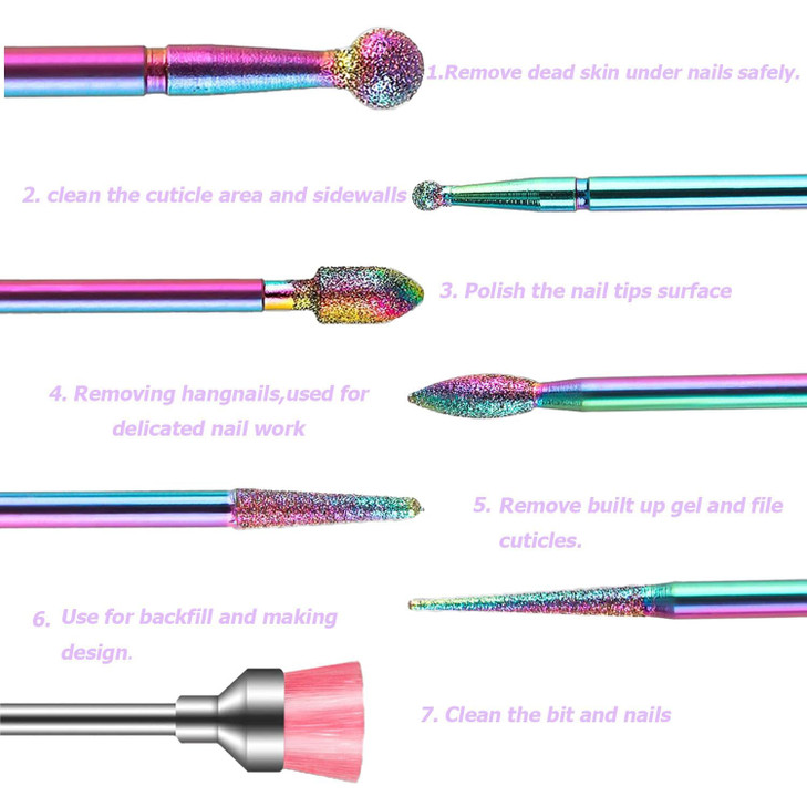 14pcs Nail Drill Bits Set, 3/32'' Professional Carbide Cuticle Remover Drill Bits for Nails, Rotary Burrs Electric Manicure Nail File Bit for Acrylic