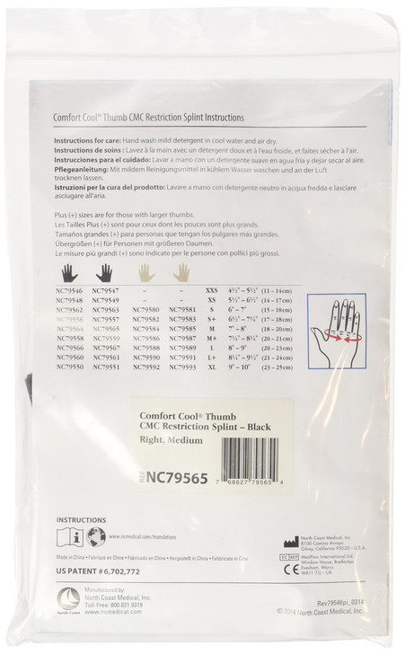 Comfort Cool Thumb CMC Restriction Splint, Provides Direct Support For The Thumb