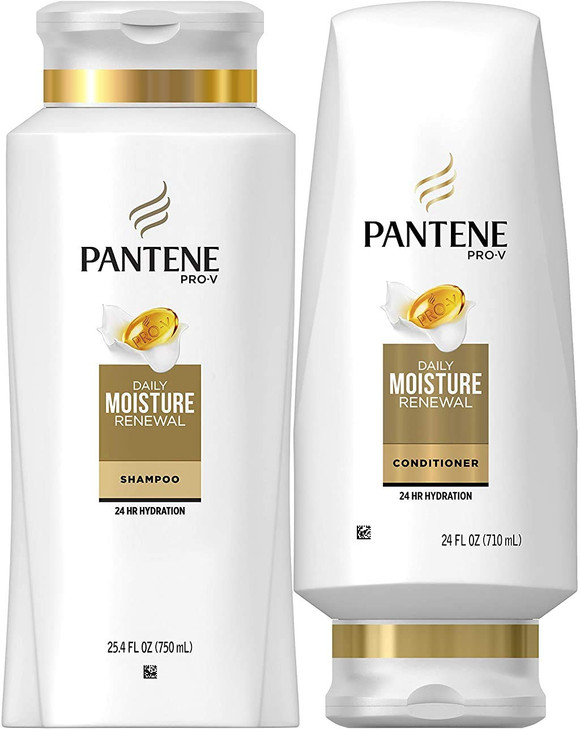 Pantene Moisturizing Shampoo 25.4 OZ and Silicon-Free Conditioner 24 OZ for Dry